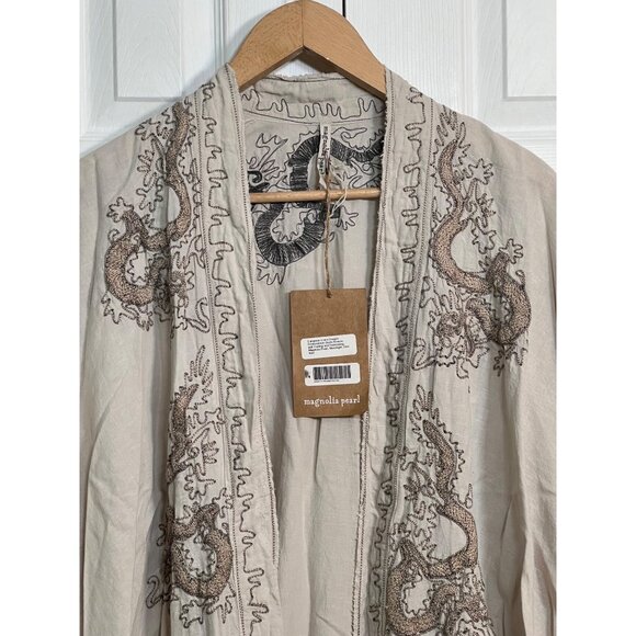Magnolia Pearl Jackets & Blazers - New With Tag Magnolia Pearl European Linen Dragon Embroidered Dashi Kimono